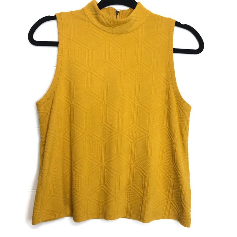 Anthropologie Postmark Mustard Geometric Mock Neck